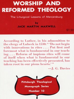 cover image of Worship and Reformed Theology